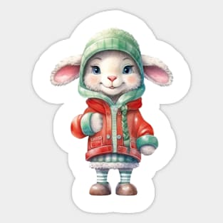 Knitted Christmas Sheep Sticker